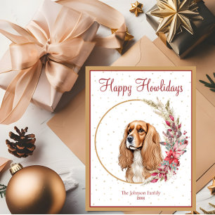 Cartão Postal De Festividades Feliz Howlidays Cachorro Bonito