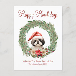Cartão Postal De Festividades Feliz Howlidays Cute Lhasa Apso