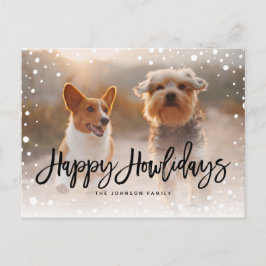Cartão Postal De Festividades Feliz Howlidays Snow | Foto Pet Dog
