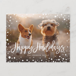 Cartão Postal De Festividades Feliz Howlidays Snow | Foto Pet Dog