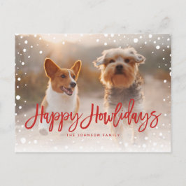 Cartão Postal De Festividades Feliz Howlidays Snow Red | Foto Pet Dog