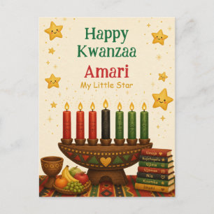 Cartão Postal De Festividades Feliz Kwanzaa Personalizado Meu Pequeno Estrela Cr