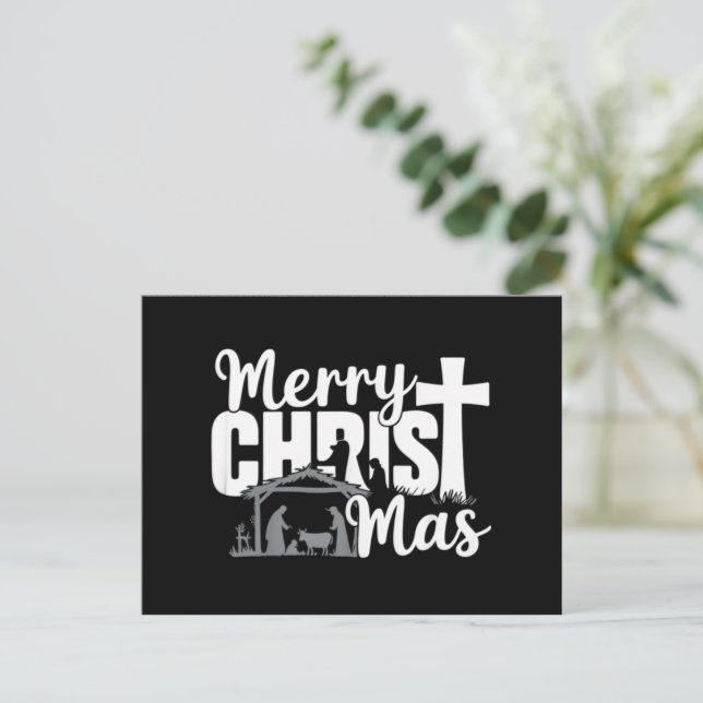 Cartão Postal De Festividades Feliz Mas Natal Cristão Família Jesus (Em pé/Frente)
