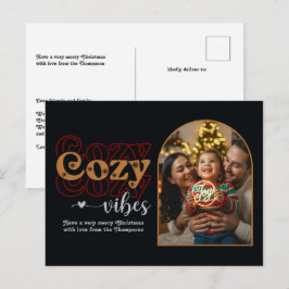 Cartão Postal De Festividades Feliz Metallices Cozy Vibes Foto de Natal Retroati