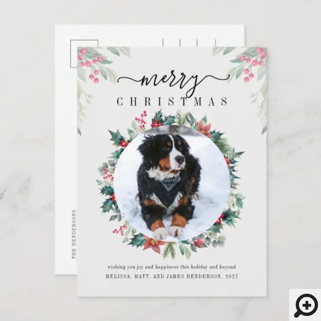Cartão Postal De Festividades Feliz Mistura Fotográfica de Cão de Natal (Criador carregado)