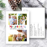 Cartão Postal De Festividades Feliz moderna e cor brilhante 3 Foto<br><div class="desc">Todos nós amamos tradições de feriado, e que melhor maneira de celebrar do que com nosso Cartão-postal de Natal de Foto de Feliz Moderna e Brilhante! Este inesquecível cartão postal apresenta feliz e brilho escrito em retrorreflectografia colorida, criando uma estética divertida e moderna. Com ele, você pode personalizar suas 3...</div>