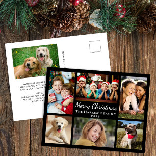 Cartão Postal De Festividades Feliz Natal 7 Colagem de Fotos Preto