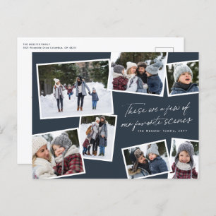 Cartão Postal De Festividades Feliz Natal 7 foto colagem elegante vermelho