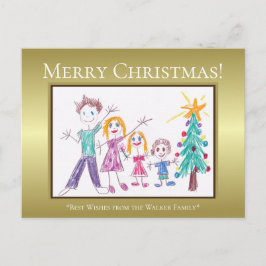 Cartão Postal De Festividades Feliz Natal Adicione a Arte da Família do Seu Filh