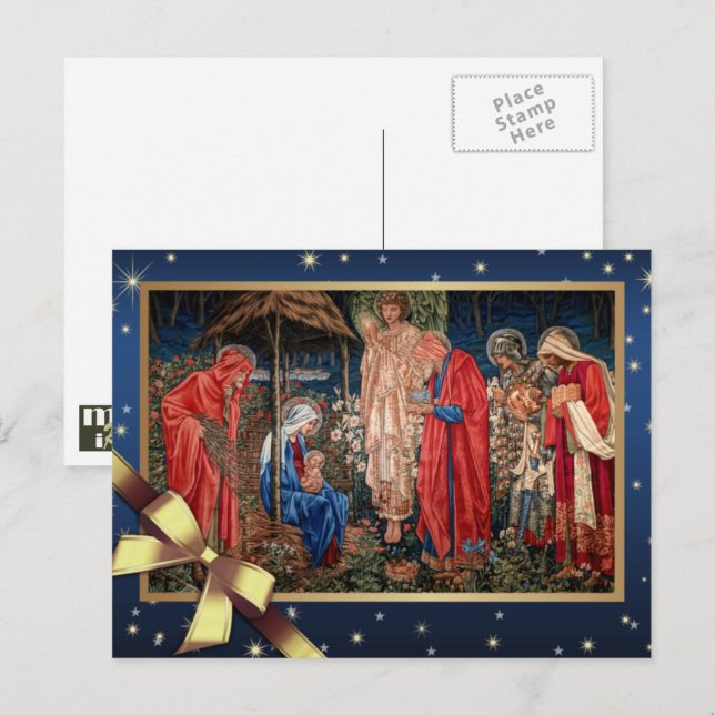Cartão Postal De Festividades Feliz Natal. Adoração dos Magi (Frente/Verso)