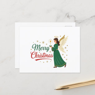 Cartão Postal De Festividades Feliz Natal Angel