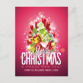 Cartão Postal De Festividades Feliz Natal Ano Novo Deseja com Foto da Família