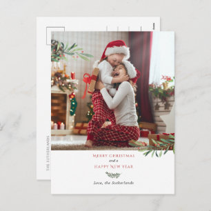 Cartão Postal De Festividades Feliz Natal Ano Novo Foto da Família Berries