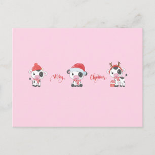 Cartão Postal De Festividades Feliz Natal Bezerros (Vacas Bebês)