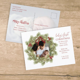 Cartão Postal De Festividades Feliz Natal Botânico Férias de inverno