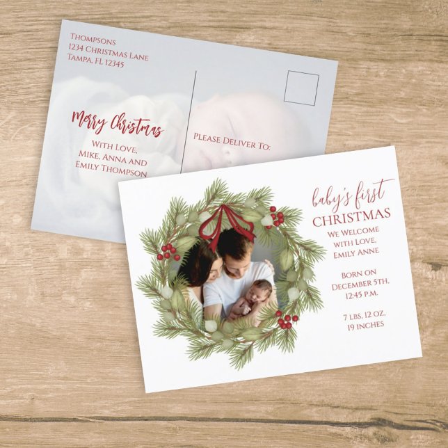 Cartão Postal De Festividades Feliz Natal Botânico Férias de inverno (Criador carregado)