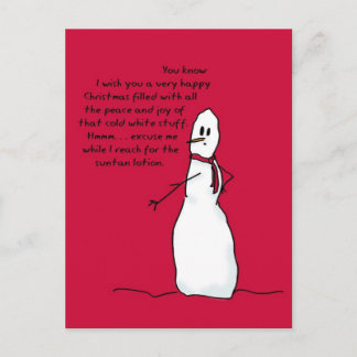 Cartão Postal De Festividades Feliz Natal Branco do Homem de Neve Sarcástico