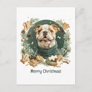 Cartão Postal De Festividades Feliz Natal - Bulldog