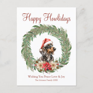 Cartão Postal De Festividades Feliz Natal Cachorrinho Bonito Dachshund
