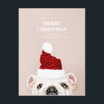 Cartão Postal De Festividades Feliz Natal. Cachorro bonito. Papai Noel Animal<br><div class="desc">Cartão postal de Natal com um cachorro fofo. Entre em contato comigo,  por favor,  se precisar de itens adicionais.</div>