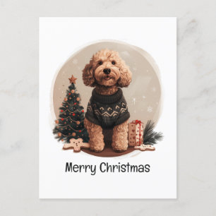 Cartão Postal De Festividades Feliz Natal Cachorro de Cachorro de Goldendoodle