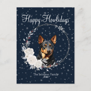Cartão Postal De Festividades Feliz Natal Cachorro Doberman Pinscher Fofo