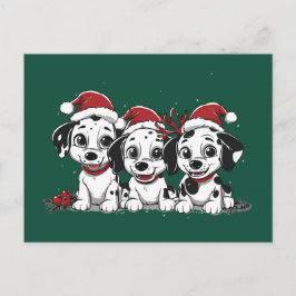 Cartão Postal De Festividades Feliz Natal cachorros dálmatas