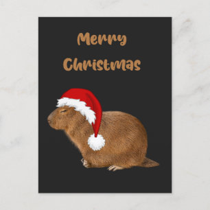 Cartão Postal De Festividades Feliz Natal Capybara