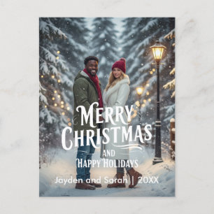 Cartão Postal De Festividades Feliz Natal/Casais de Férias Felizes Frente de Fot