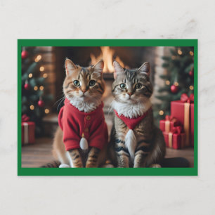 Cartão Postal De Festividades Feliz Natal Cats