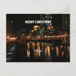 Cartão Postal De Festividades Feliz Natal - Chicago Skyline