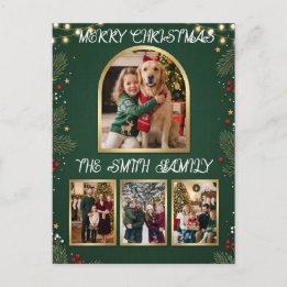 Cartão Postal De Festividades Feliz Natal Colagem de Fotos de Família Férias