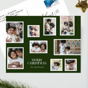 Cartão Postal De Festividades Feliz Natal Colagem de Fotos Verde clássico