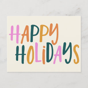 Cartão Postal De Festividades Feliz Natal Colorido com Letra Manual Alegre