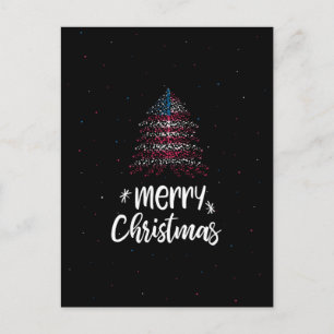 Cartão Postal De Festividades Feliz Natal com bandeira americana
