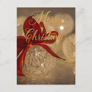 Cartão Postal De Festividades Feliz natal com bolas de luz 