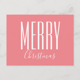 Cartão Postal De Festividades Feliz Natal Coral Rosa
