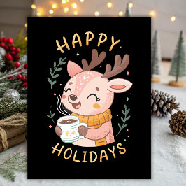 Cartão Postal De Festividades Feliz Natal, Cozy Reindeer