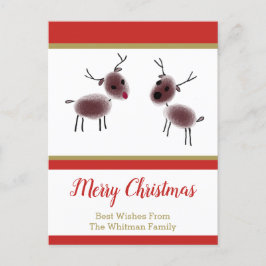 Cartão Postal De Festividades Feliz Natal Crianças Art Reindeer Holiday