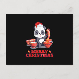 Cartão Postal De Festividades Feliz Natal Cute Ramen Panda Macarrão Japonês