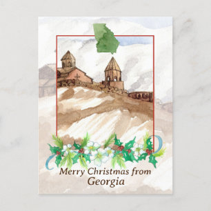 Cartão Postal De Festividades Feliz Natal da Igreja da Trindade da Geórgia