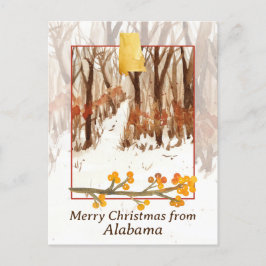 Cartão Postal De Festividades Feliz Natal das Árvores de Inverno da Alabama Neve