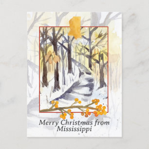 Cartão Postal De Festividades Feliz Natal das Árvores do Mississipi