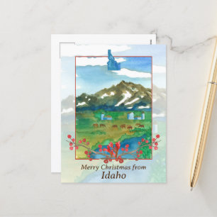 Cartão Postal De Festividades Feliz Natal das Vacas das Montanhas Sawtooth de Id