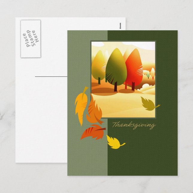 Cartão Postal De Festividades Feliz Natal de Ação de Graças (Frente/Verso)