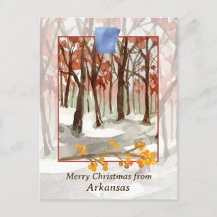 Cartão Postal De Festividades Feliz Natal de Arkansas Trees Winter Snow
