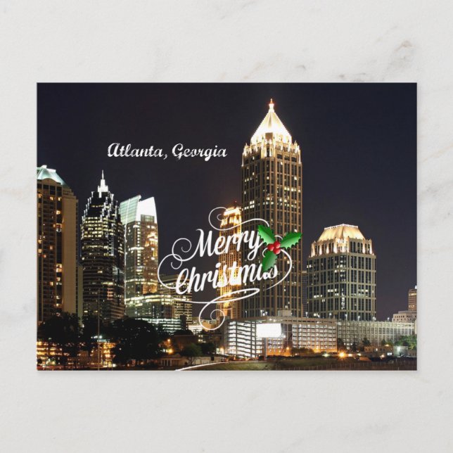 Cartão Postal De Festividades Feliz Natal de Atlanta, Georgia (Frente)