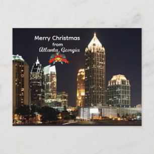 Cartão Postal De Festividades Feliz Natal de Atlanta, Geórgia