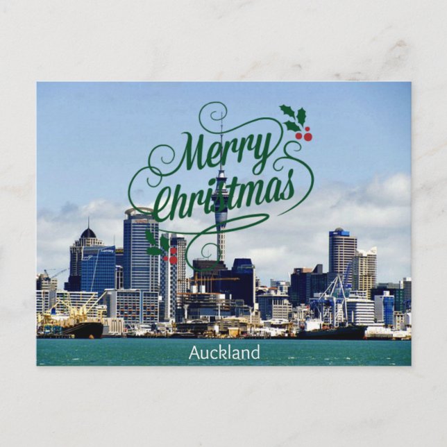 Cartão Postal De Festividades Feliz Natal de Auckland (Frente)