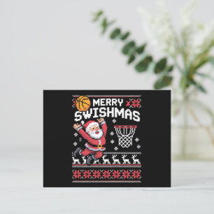 Cartão Postal De Festividades Feliz Natal de Basquete Swishmas Natal Feio 